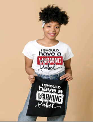 Warning label tote